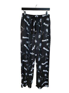 Ghost Face Sleep Pants Black & White Ghost Print Mens S